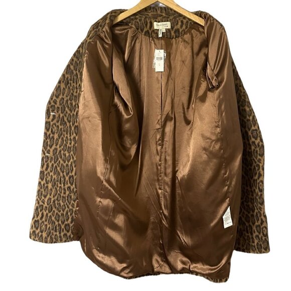 New Anthropologie See U Soon Henrietta Leopard Faux Fur Double Breasted Coat S - Picture 7 of 16